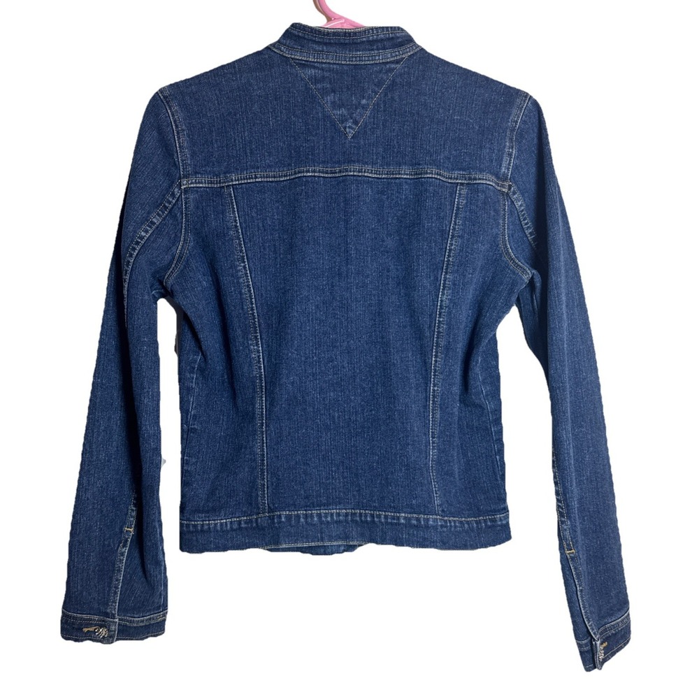 Tommy Jeans Women's Embellished Denim‎ Jacket M Blue Rhinestone Button Retro - Picture 6 of 6
